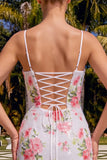 Sparkly White Floral Bodycon Short Homecoming Dress with Lace up Back