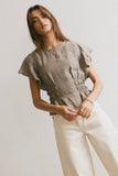 Whit Smocked Blouse in Olive FINAL SALE