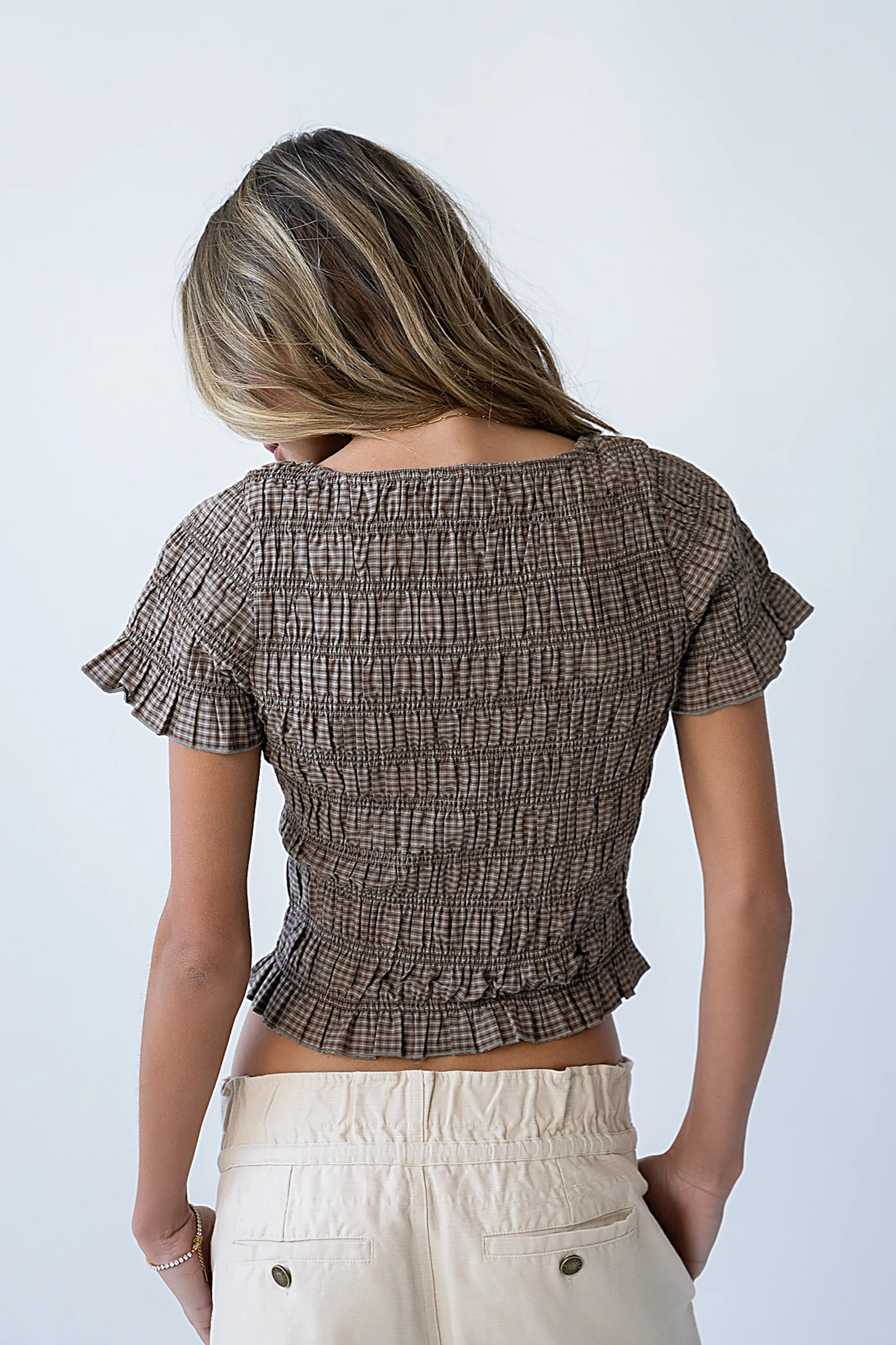 Marta Smocked Blouse in Olive