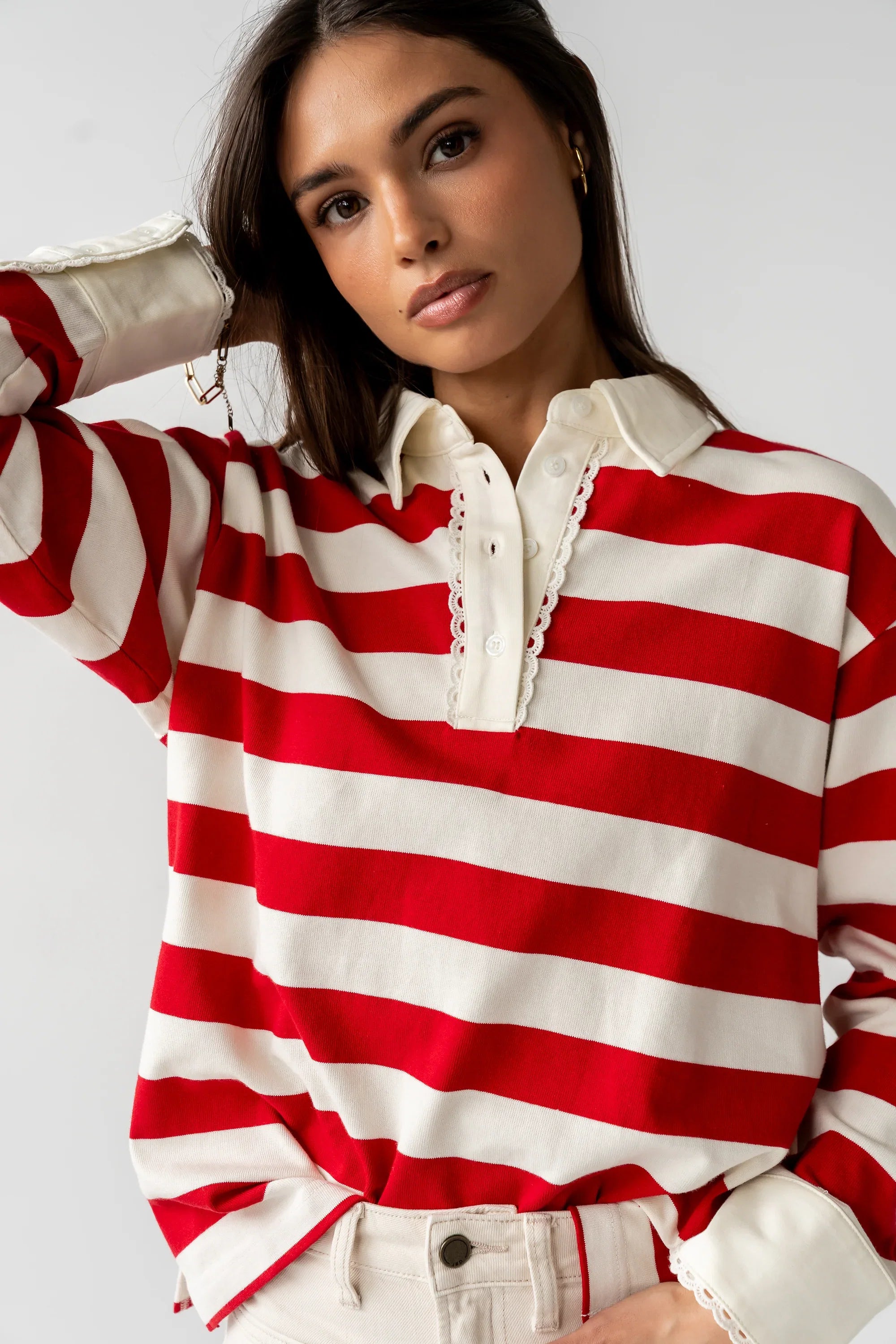 Hamlin Striped Top in Red
