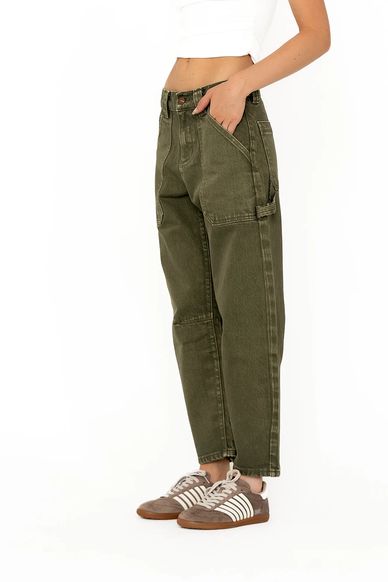 Scottie Barrel Jeans in Olive FINAL SALE