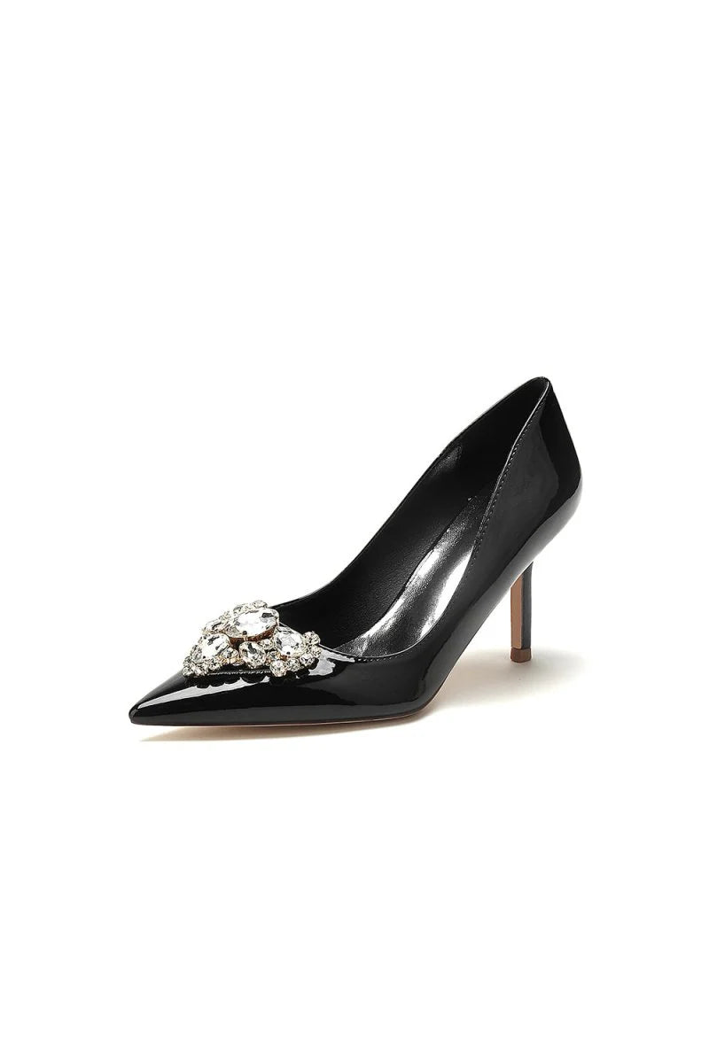 Patent Leather Rhinestone Stiletto Heels
