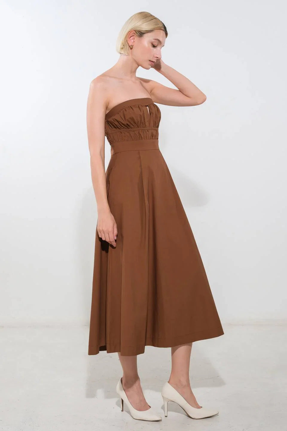 MYSTIC MIDI DRESS STRAPLESS COTTON DRESS