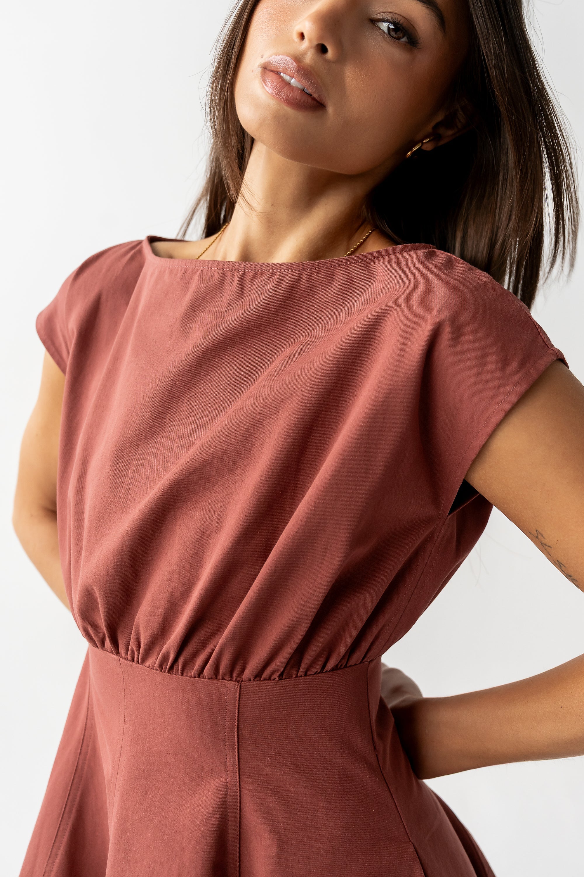 Kinzey Mini Dress in Marsala