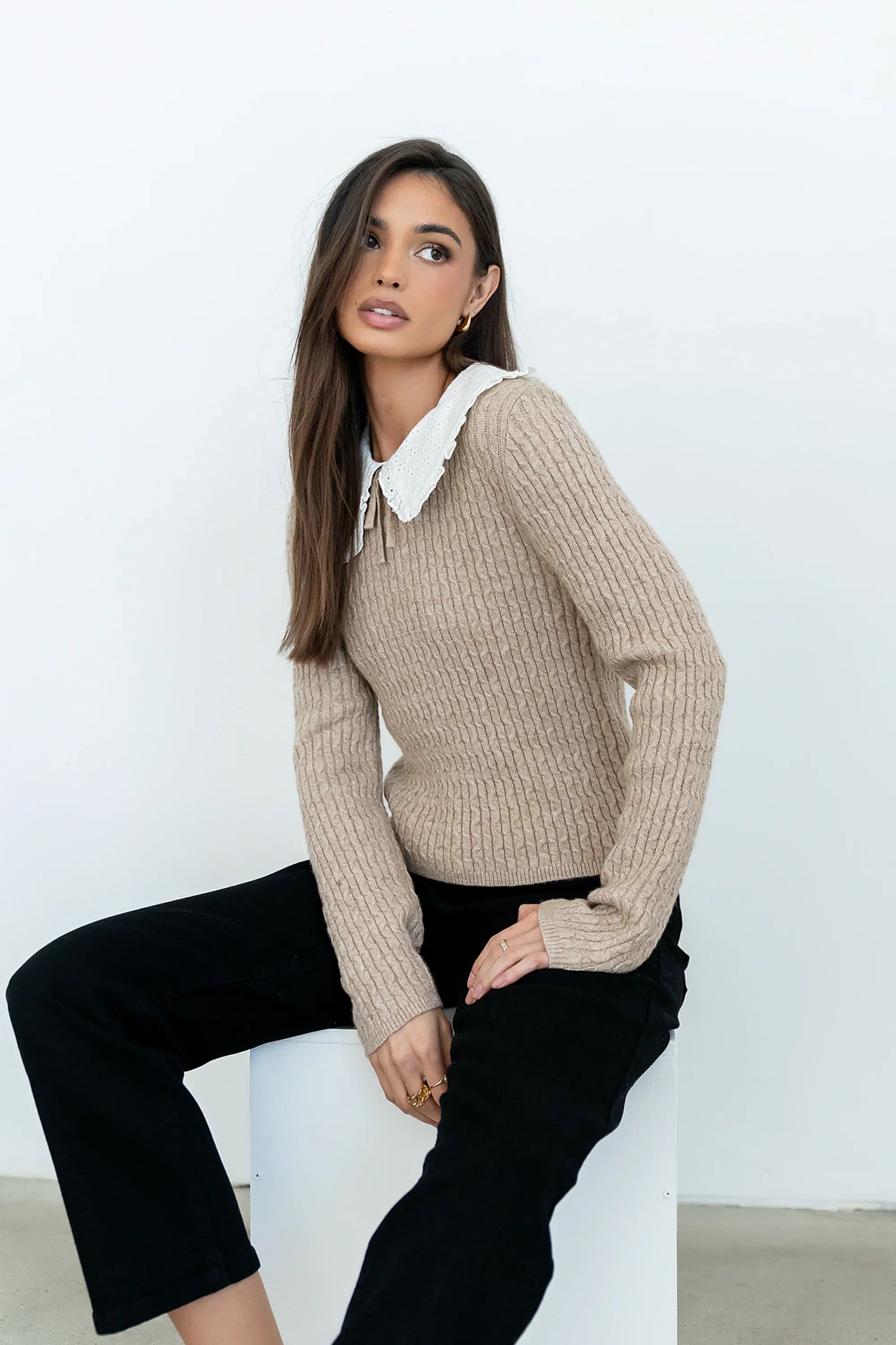 Bobbi Collared Sweater in Mocha