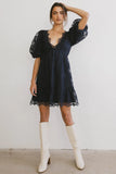 Tiana Embroidered Mini Dress in Navy FINAL SALE