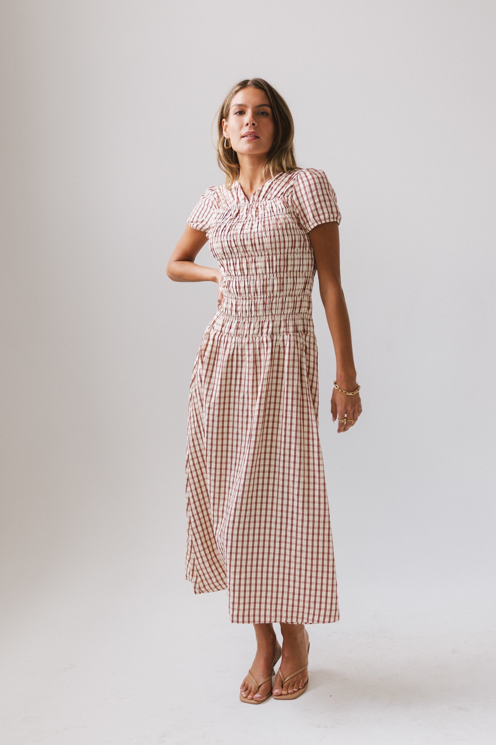 Erin Smocked Maxi Dress in Red FINAL SALE