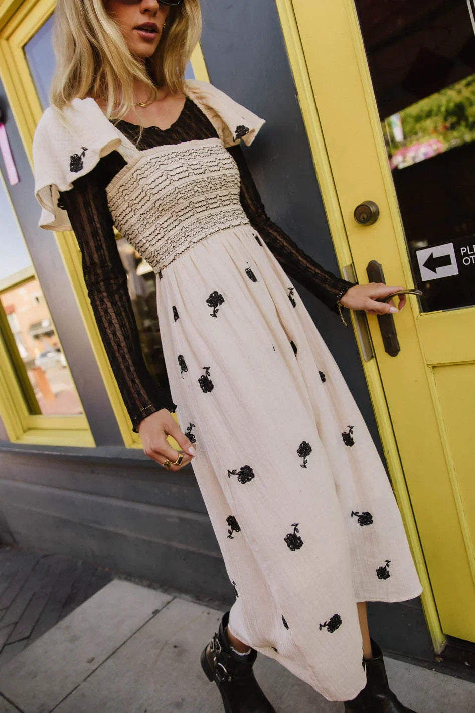 Cece Smocked Embroidered Dress FINAL SALE