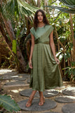 Rosalind Midi Dress in Moss FINAL SALE