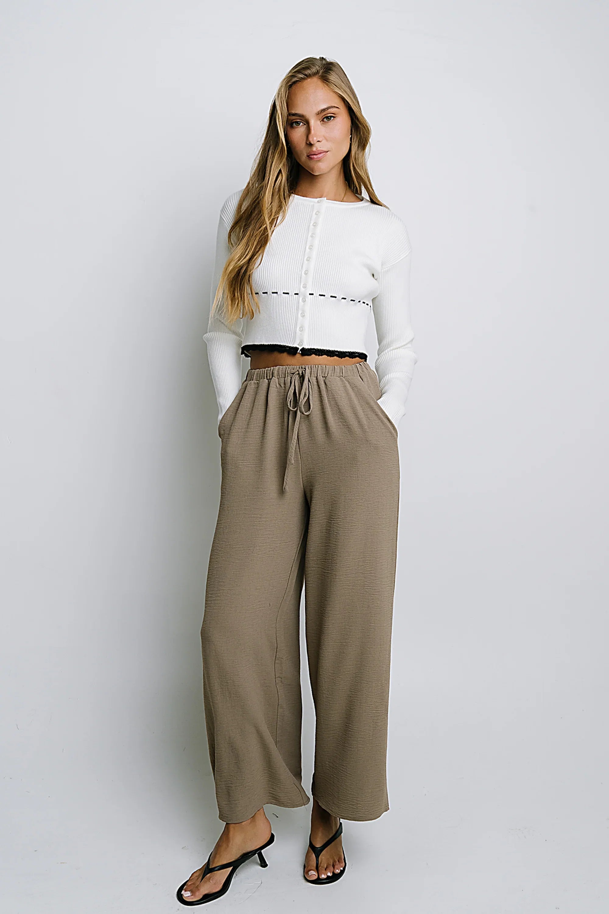 Salma Wide Leg Pants in Taupe
