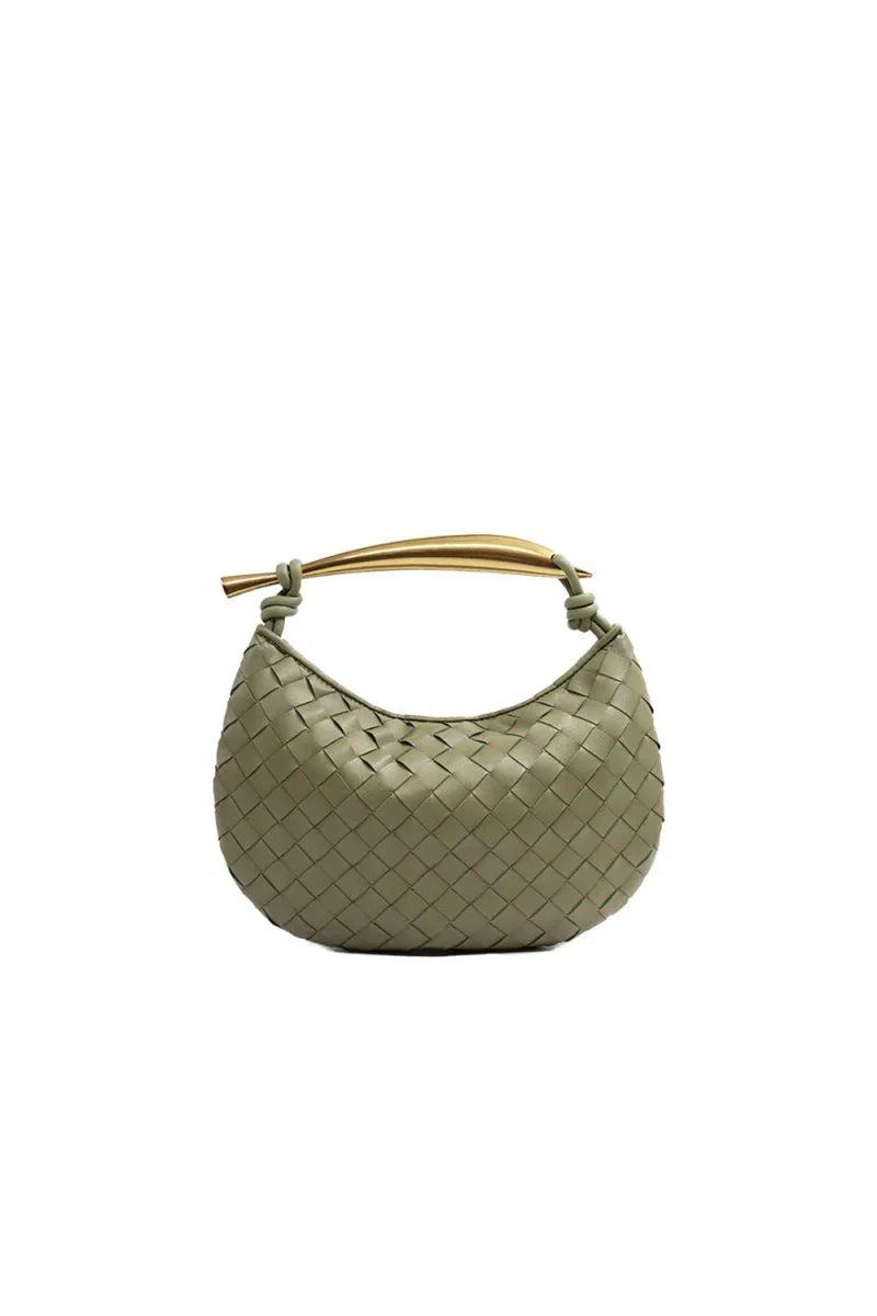 Womens Woven Dumpling Clutch Bag