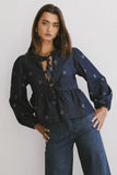 Maggie Peplum Tie Blouse With Bow Detail FINAL SALE