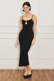 WEST EDGE BLACK SWEATER KNIT MIDI DRESS