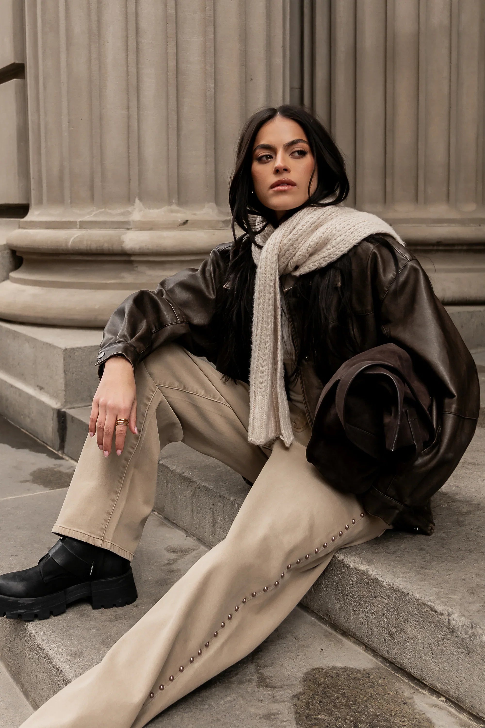 Brecken Vegan Leather Jacket in Brown FINAL SALE