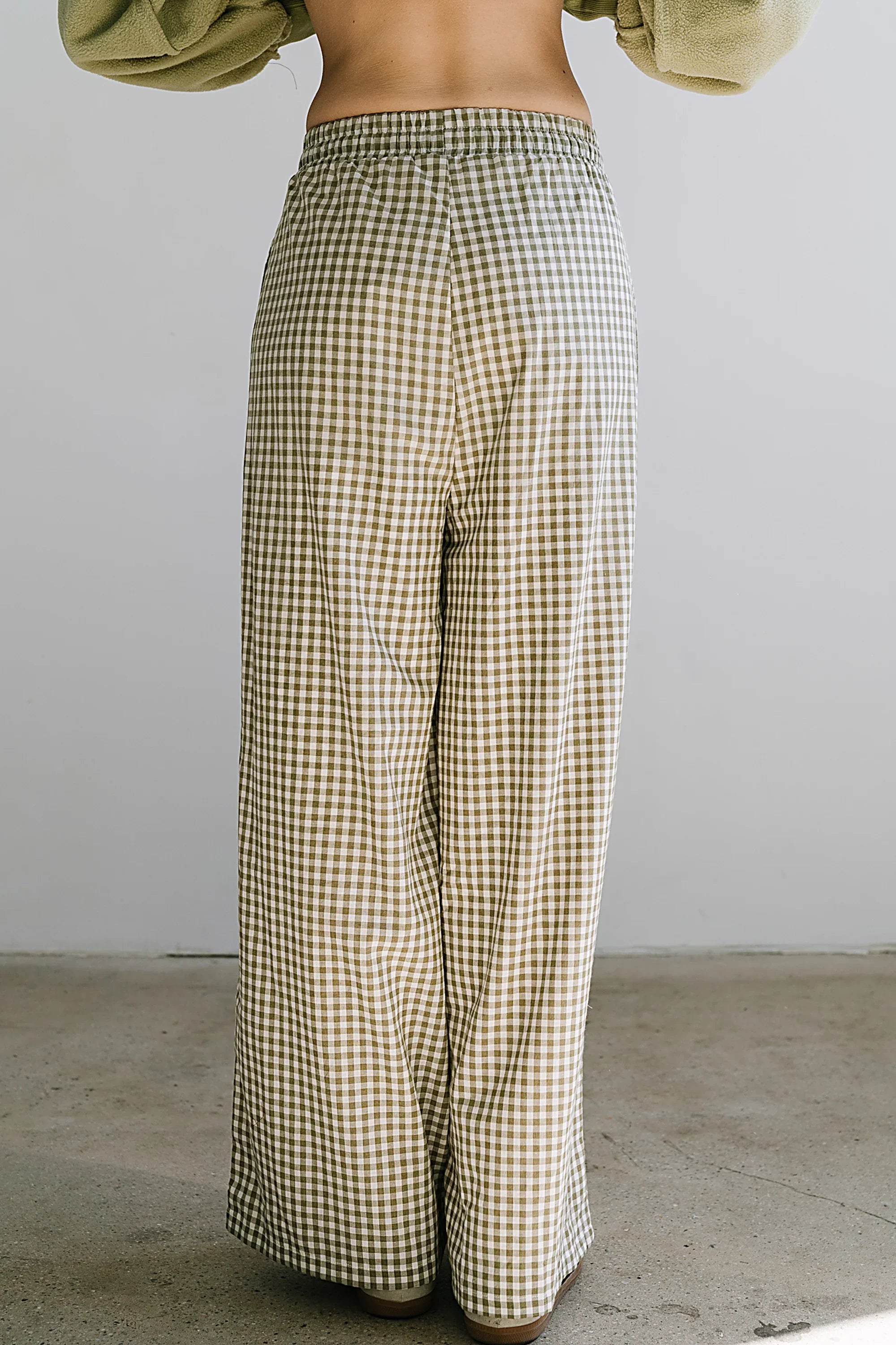 Ada Gingham Wide Leg Pants in Olive FINAL SALE