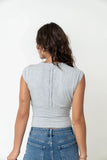 Kinzey Lace Trim Top in Heather Grey