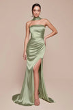 NICOLETTE GOWN STRAPLESS LUXE SATIN DRESS SCARF