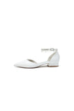 Pointed Toe Ankle Strap Pearl Beaded Low Heels