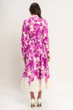FUCHSIA PETAL FLORAL MIDI SHIRT DRESS