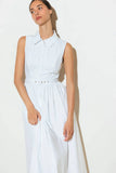 NORTH EAST MIDI White Cotton Pintuck Midi Shirt Dress