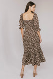 Kiran Floral Midi Dress in Brown FINAL SALE