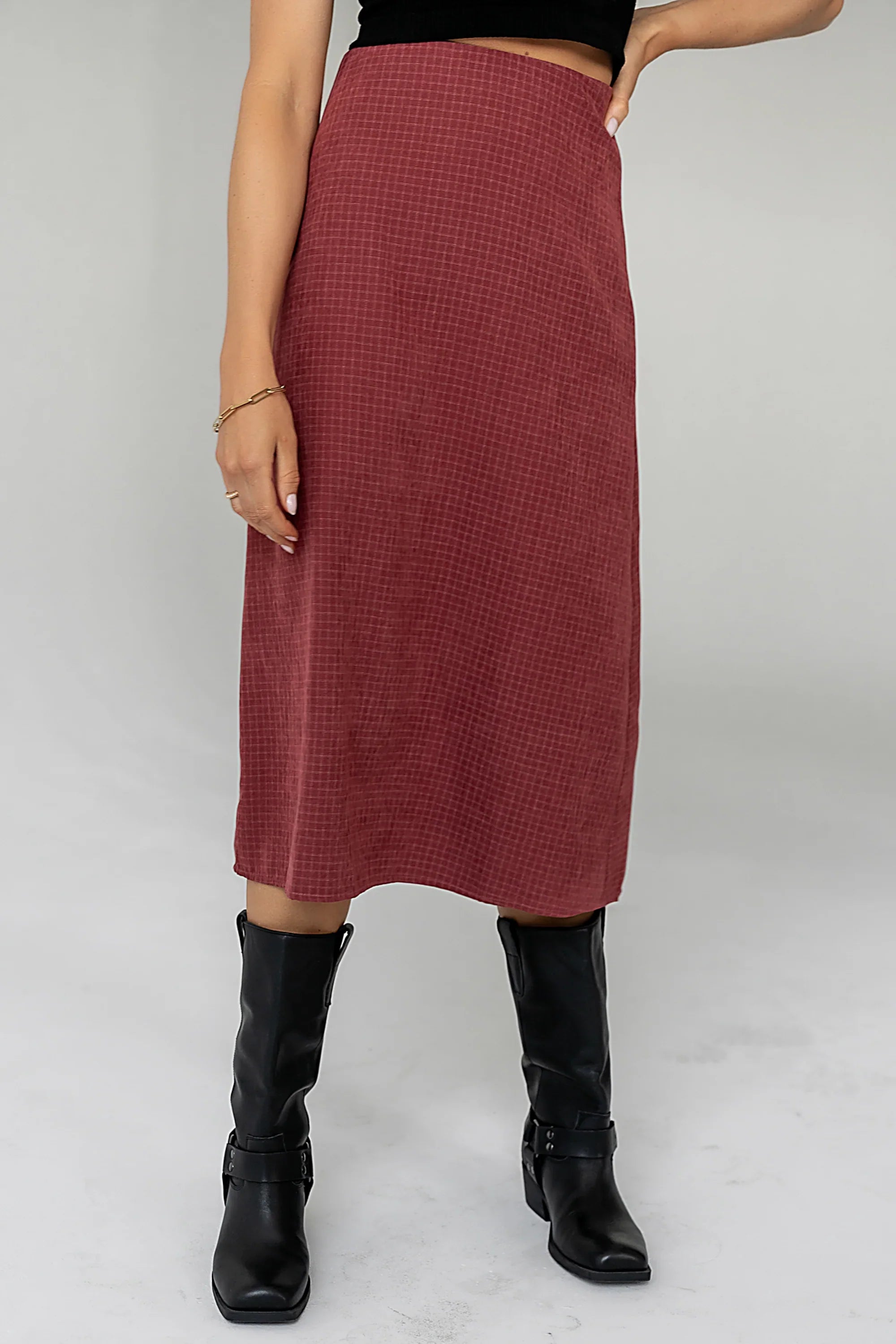 Miley Midi Skirt in Maroon FINAL SALE