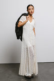 Lace Button Up Dress in Cream FINAL SALE