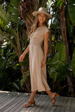 Vaeda Ribbed Tie Dress in Tan FINAL SALE