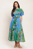 PALM SERENADE BLUE MIDI DRESS