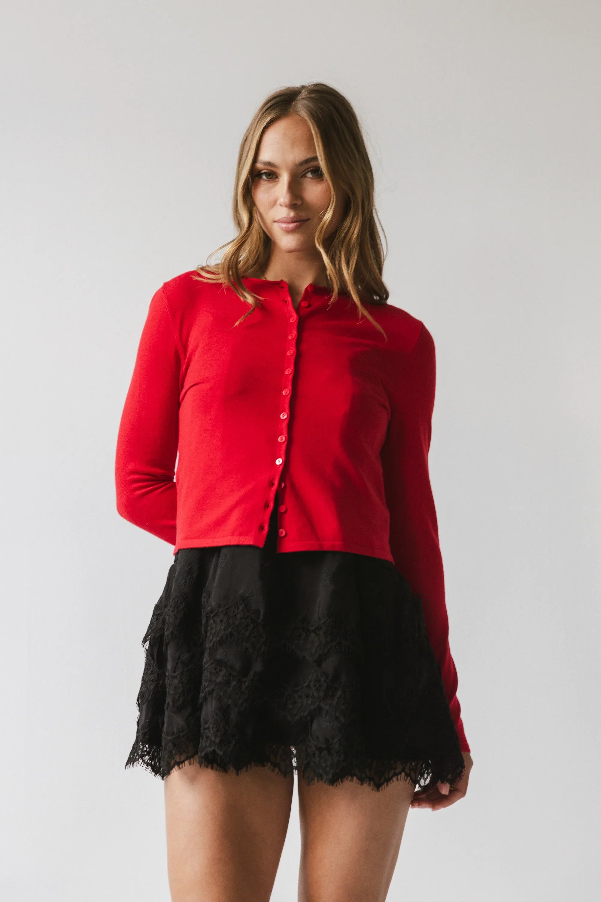 Maddy Button Up Cardigan in Red FINAL SALE