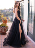 Yasmin Gown Black Tulle A line Dress With Pleated Bodice