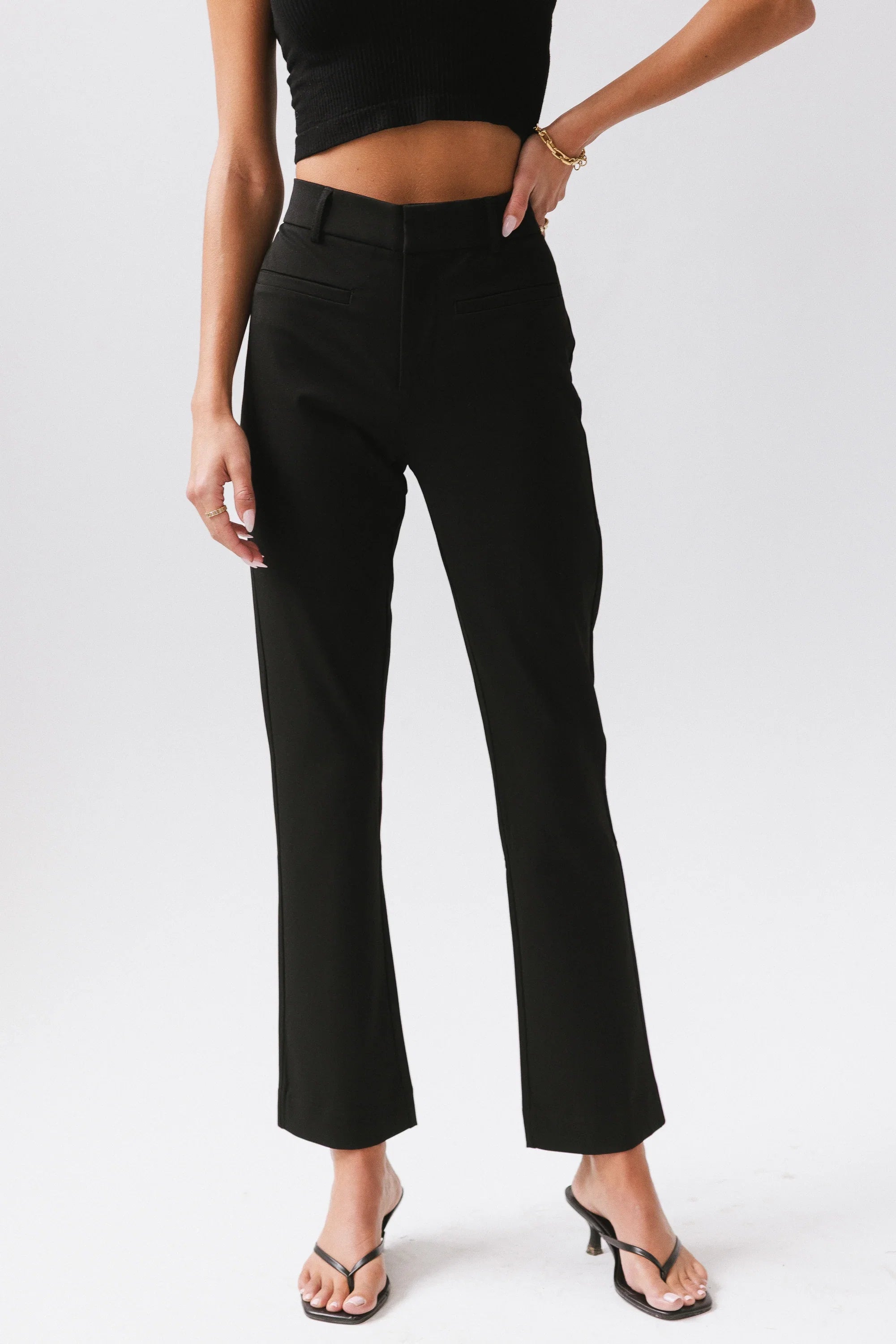 Willow Slim Straight Trouser in Black