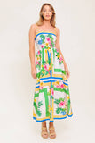 FLORAL HARMONY FLOWER PRINT MIDI DRESS WITH POCKETS