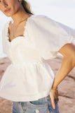 Ruffle Peplum Top in White FINAL SALE