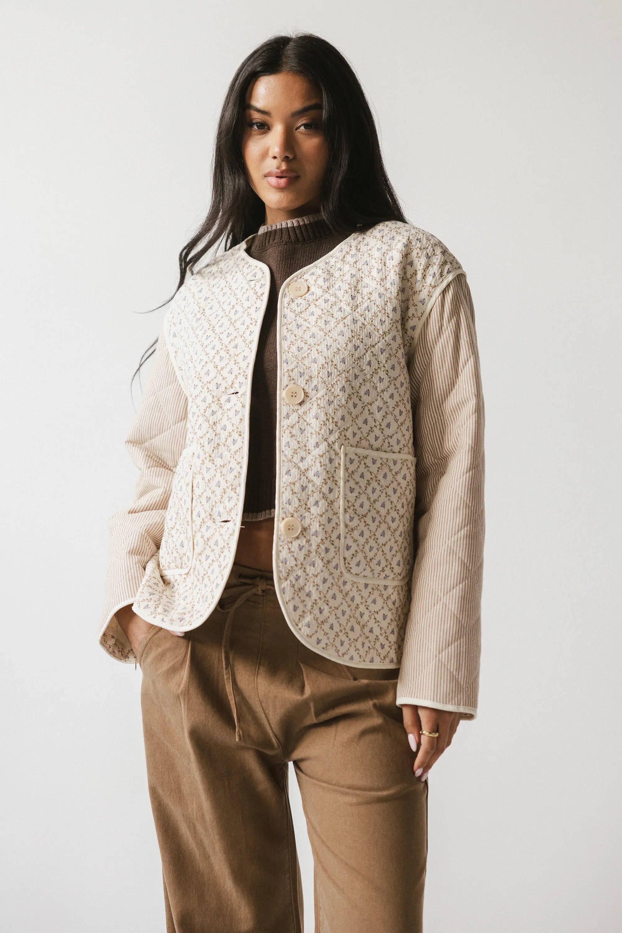 Lucas Quilted Jacket in Latte