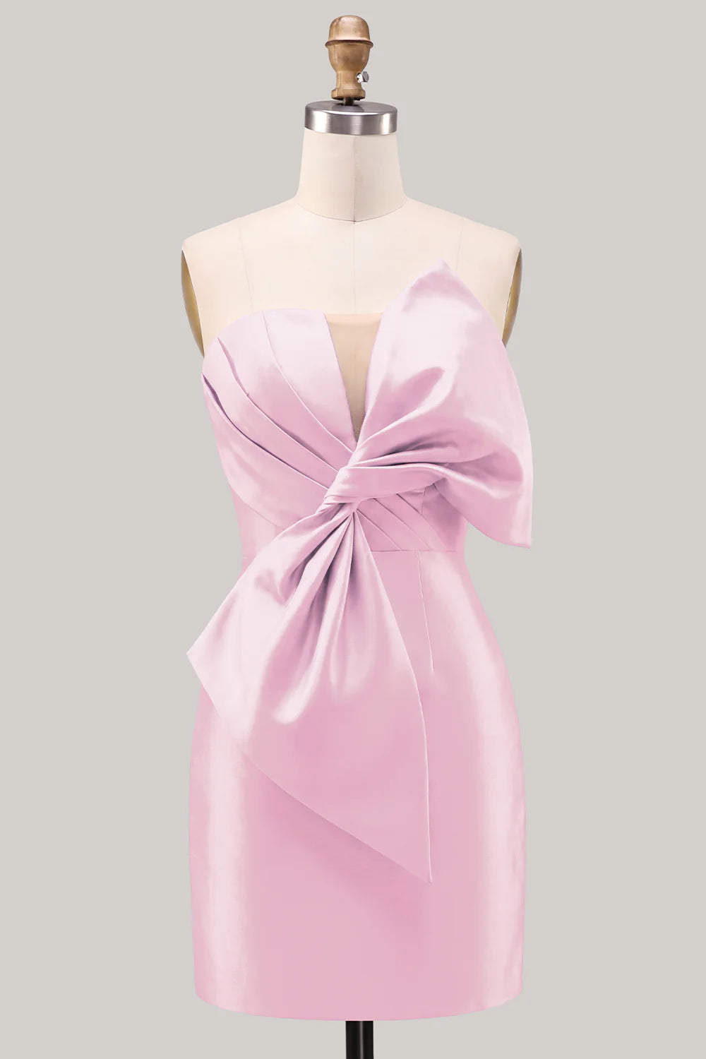 Lilac Strapless Bodycon Short Homecoming Dress with Bow
