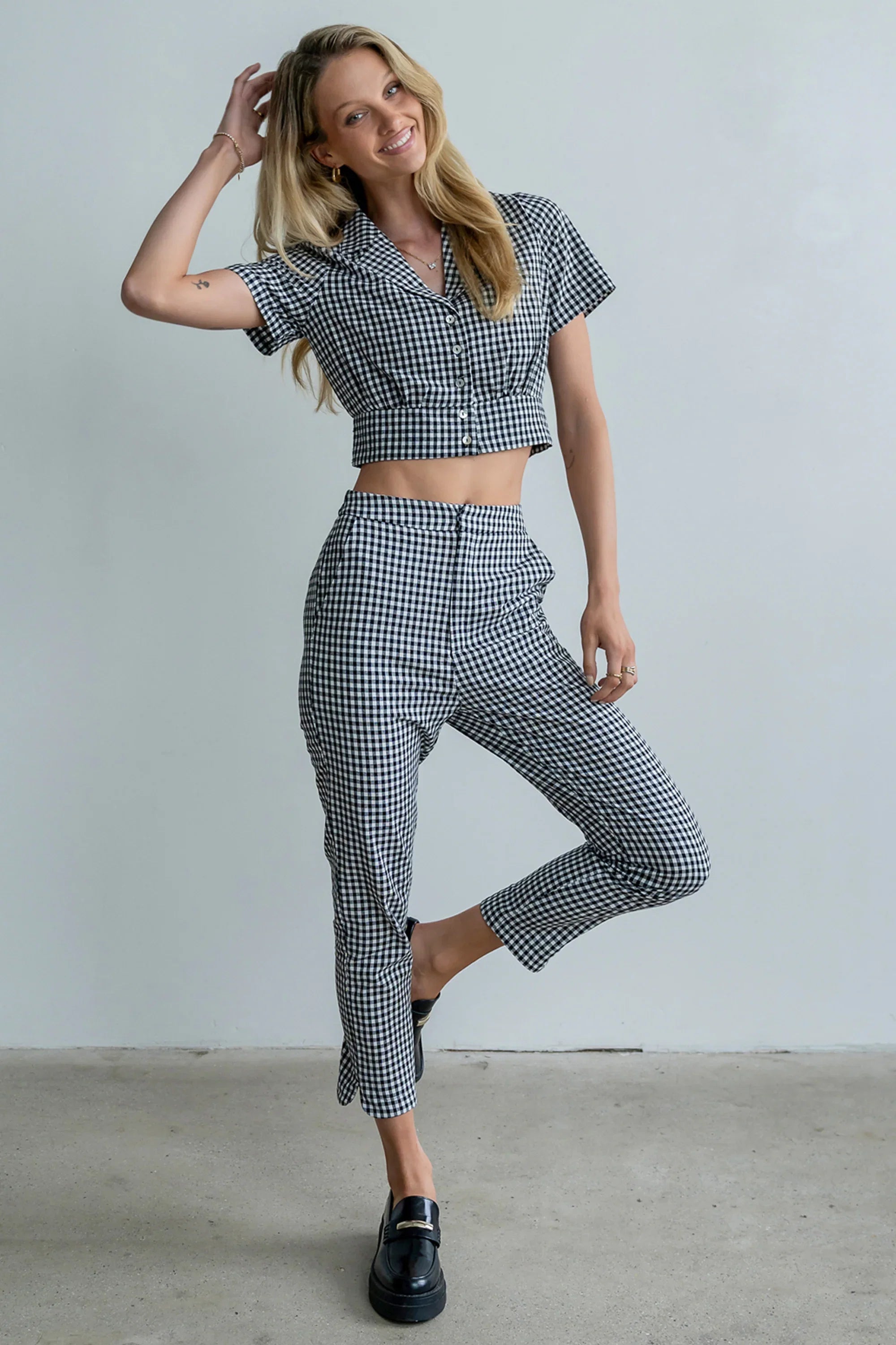 Madie Gingham Pants in Black