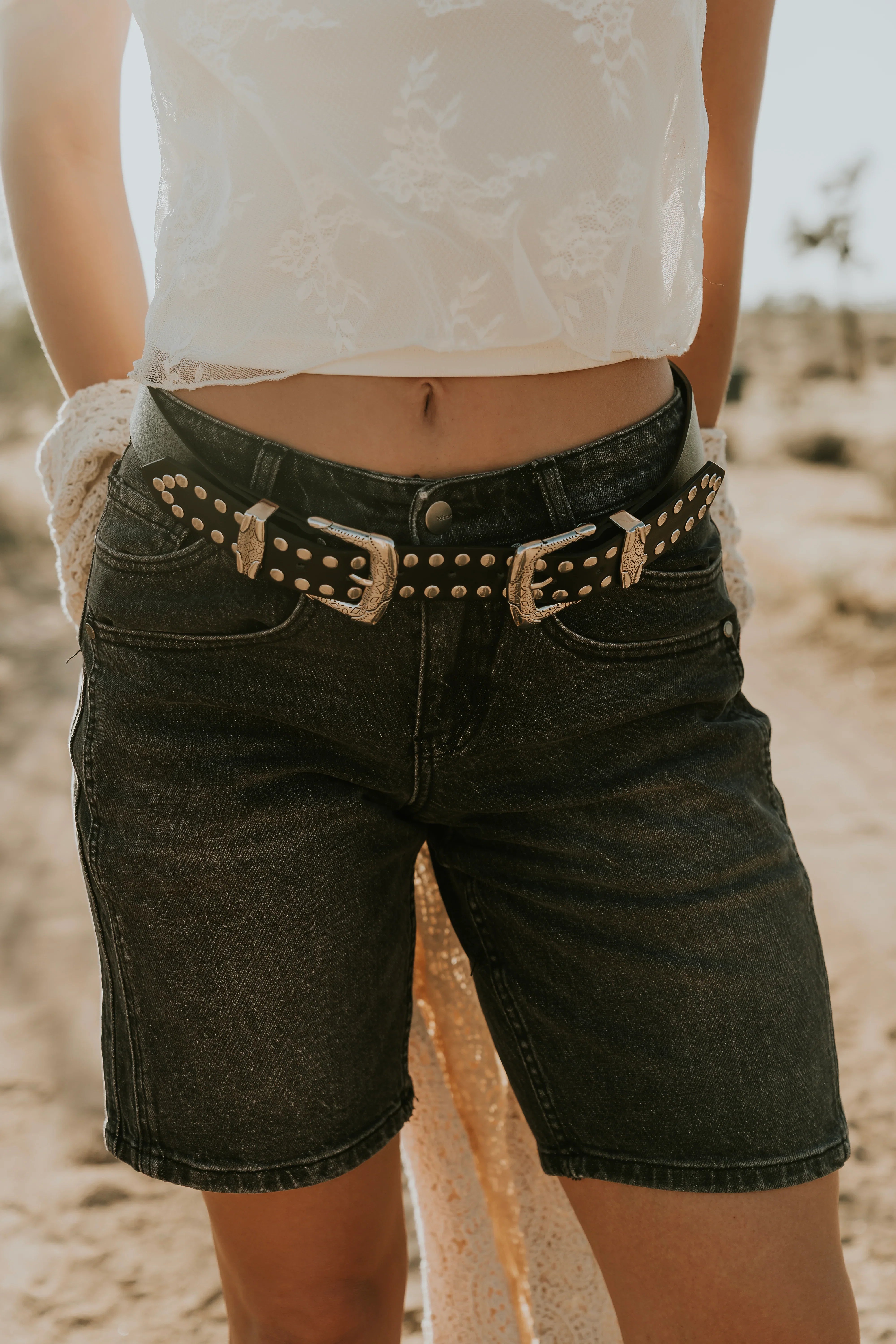 Kaydence Bermuda Shorts in Washed Black