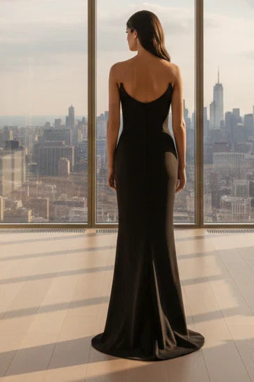 Daris Gown Black Cat Eye Scoop Neckline Dress