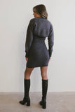 Vale Textured Knit Mini Dress in Charcoal FINAL SALE