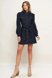 AUTUMN DAYS DARK INDIGO DENIM MINI DRESS