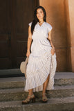 Claire Striped Maxi Dress in Taupe FINAL SALE
