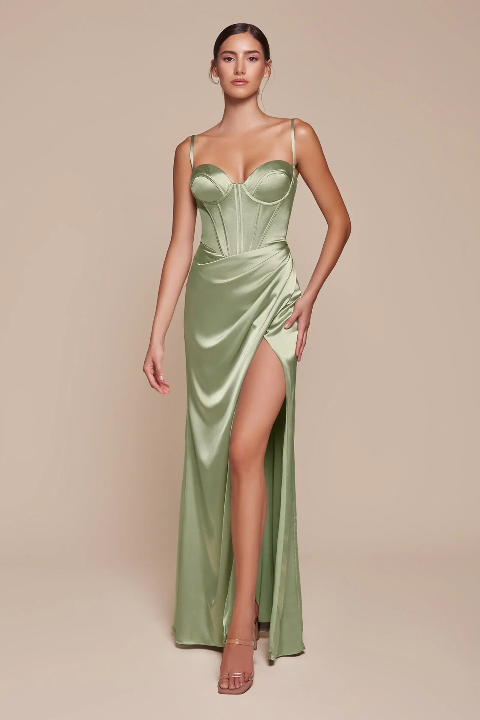 Jocelyn Gown Fitted Satin Bustier Luxe Satin Gown