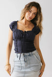 Taylor Ruffle Blouse in Navy FINAL SALE