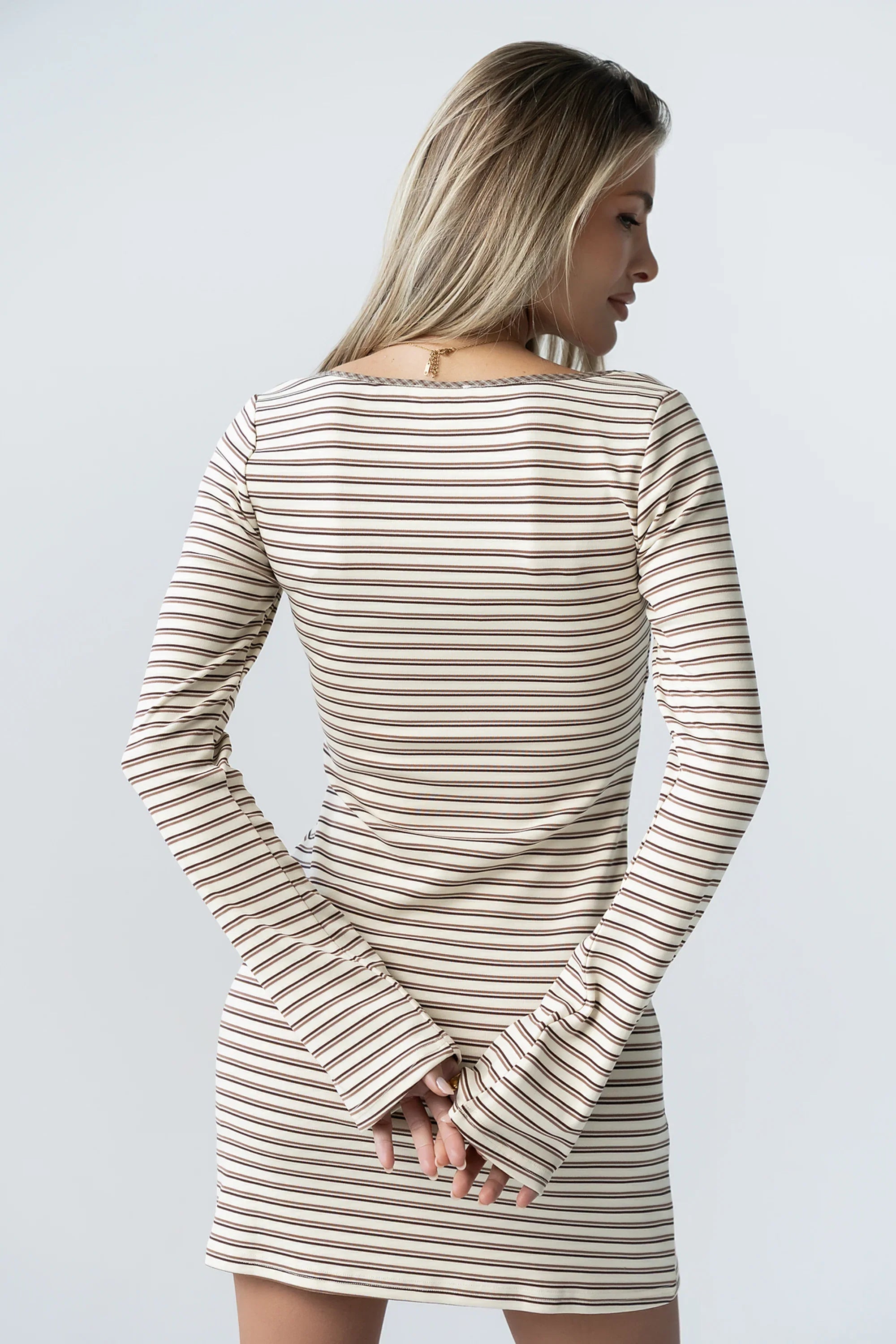 Venice Striped Mini Dress in Cream