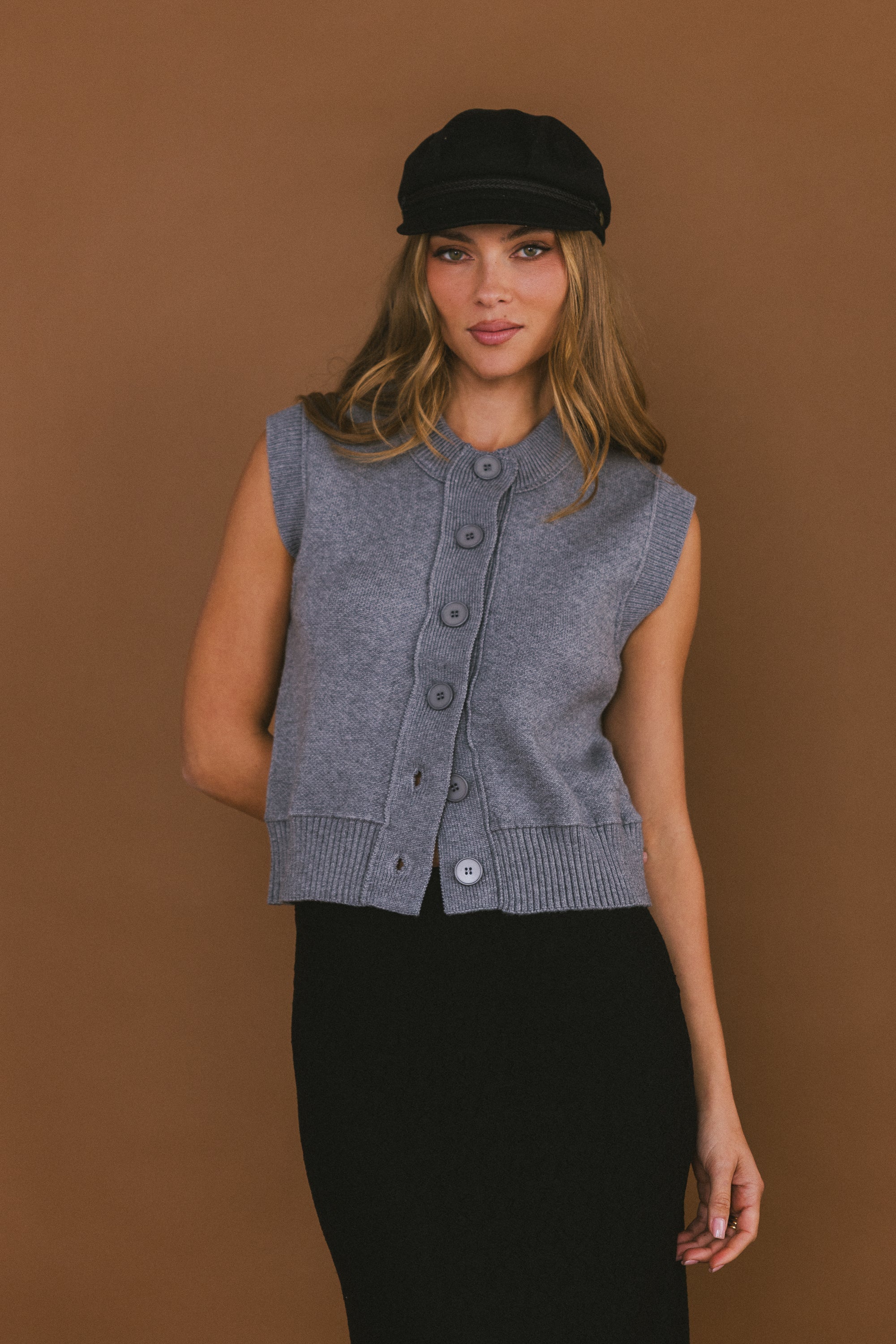 Tori Sweater Vest in Grey FINAL SALE