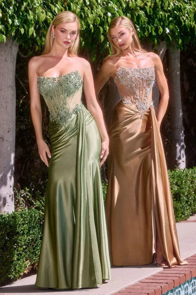 Anne Gown Crystal Bodice With Straight Neckline