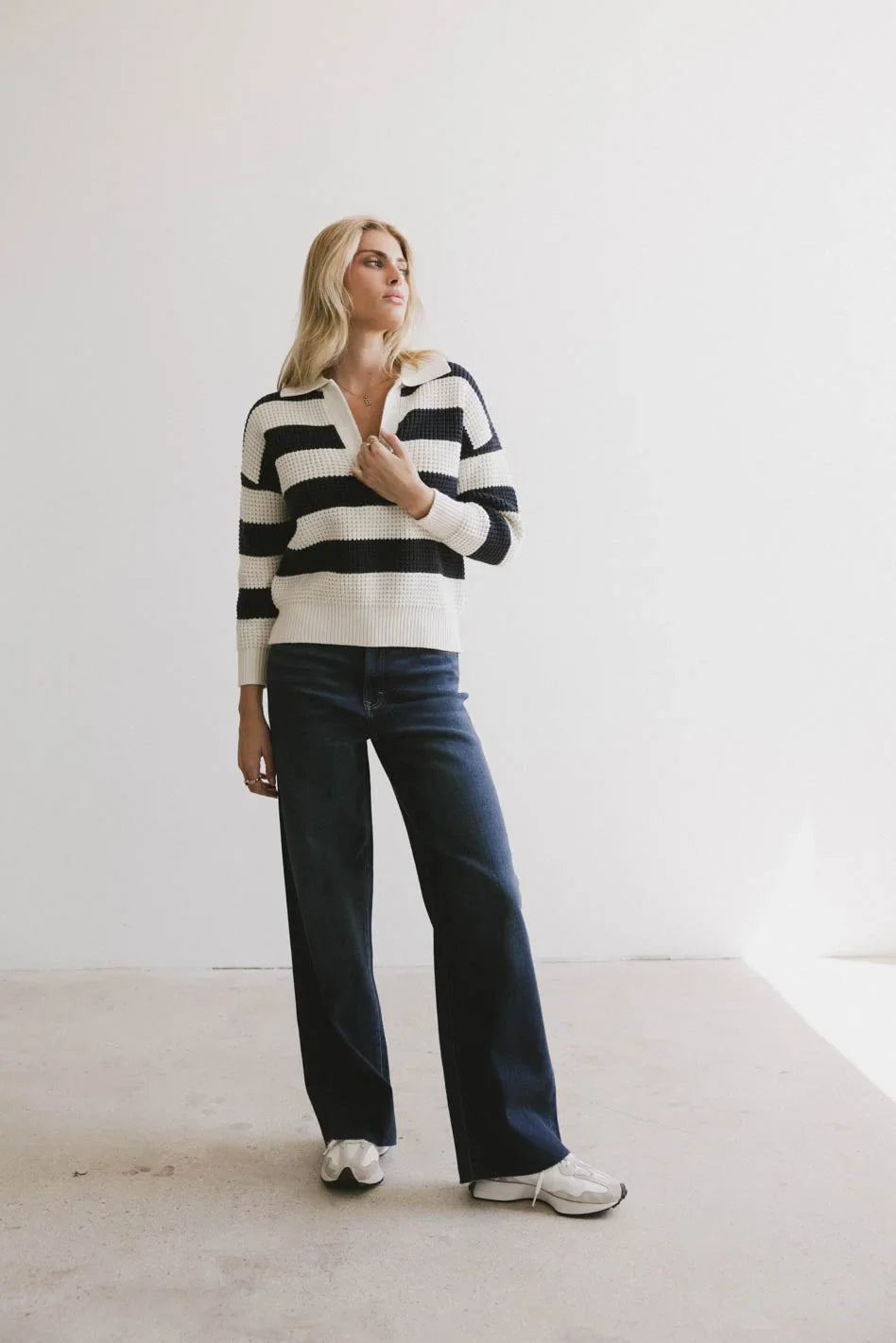Ozzie Striped Sweater in Navy FINAL SALE