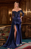 Donna Gown Evening Dress with Lace Sleeves