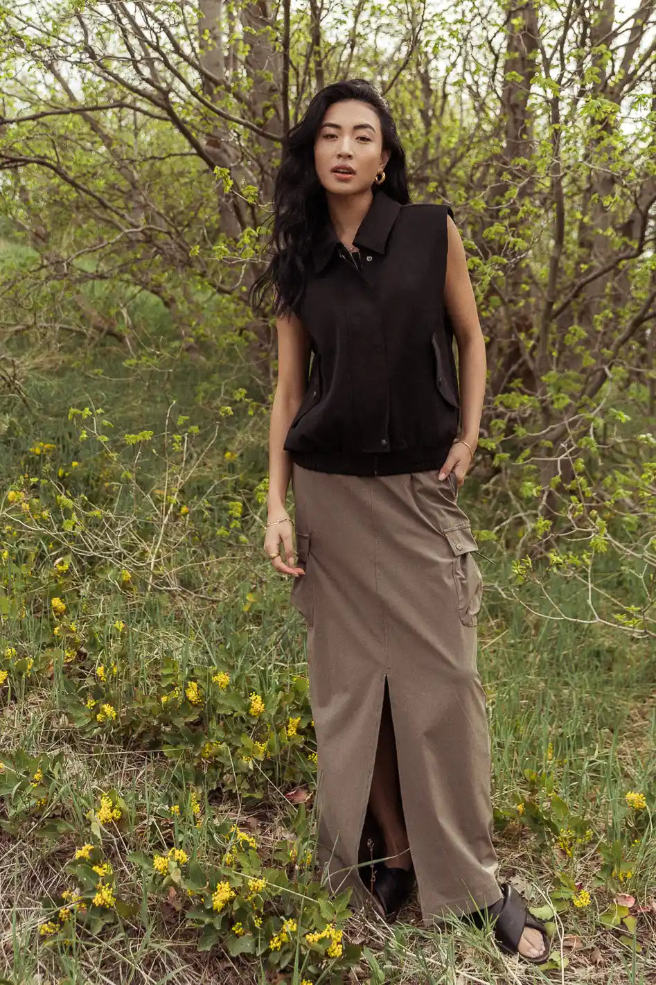 Rory Collared Vest in Black FINAL SALE